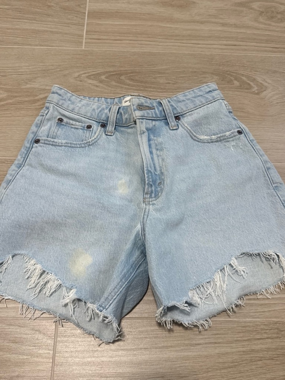 Abercrombie Curve Love Dad Light Wash Distressed Denim Shorts - Women's